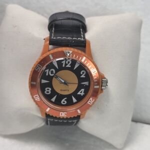Orange and Black Unisex Quartz Watch